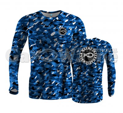 Blue Camouflage Fishing Performance Shirt