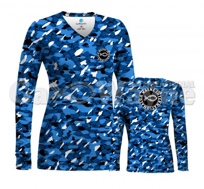 Blue Camouflage Fishing Performance Shirt